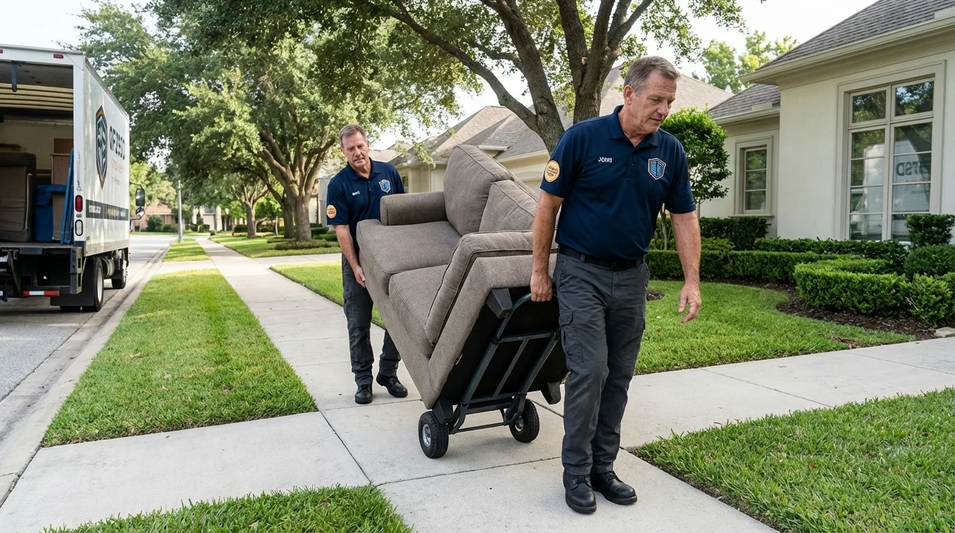 Local residential moving crew loading furniture in Mulberry, IN